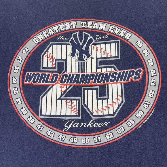 NY Yankees‎ Vtg Tee XXL Best Team Ever 25 World Championships 1999 Perfect Fade - Picture 2 of 11